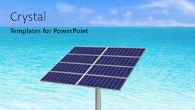  Presentation with solar cell - Presentation theme consisting of solar-panel-cell-on-caribbean background and a light blue colored foreground