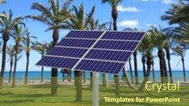  Presentation with solar cell - Presentation featuring solar-panel-cell-on-caribbean background and a tawny brown colored foreground