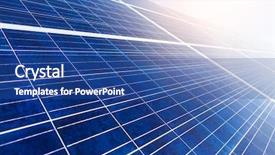  Presentation with solar panel - Presentation theme having solar panel close up background and a ocean colored foreground