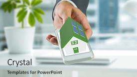  Presentation with green office - PPT theme featuring solar panel green house background and a light gray colored foreground