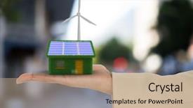  Presentation with solar panel - Audience pleasing presentation theme consisting of solar panel house and windmill backdrop and a coral colored foreground