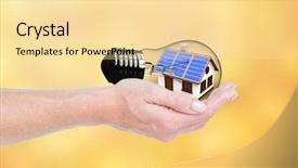  Presentation with solar light - Beautiful slide set featuring solar panel house inside backdrop and a blonde colored foreground