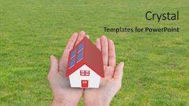  Presentation with solar panel - Presentation theme featuring solar panel house with red background and a seafoam green colored foreground