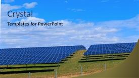  Presentation with solar - Presentation design with solar-panel-in-field background and a light blue colored foreground
