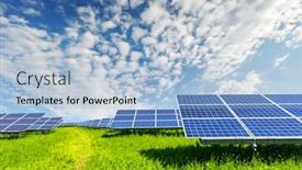 Presentation with alternative energy - Colorful presentation theme enhanced with solar-panel-on-blue-sky backdrop and a light blue colored foreground