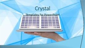  Presentation with solar panel - PPT layouts enhanced with solar panel on hand technological background and a light blue colored foreground
