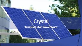  Presentation with solar plant construction - Beautiful presentation featuring solar panel on metal construction backdrop and a ocean colored foreground