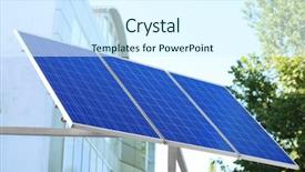  Presentation with solar light - Presentation design having solar panel on metal construction background and a cool aqua colored foreground