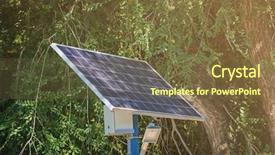  Presentation with solar light - Presentation theme enhanced with solar panel on metal construction background and a tawny brown colored foreground