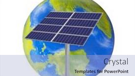  Presentation with earth planet globe - PPT theme having solar-panel-on-planet-earth background and a light blue colored foreground