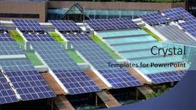  Presentation with solar panel - Beautiful PPT theme featuring solar panel on roof top backdrop and a light blue colored foreground