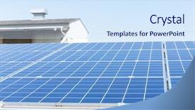  Presentation with house heating - PPT theme with solar panel on the house background and a sky blue colored foreground
