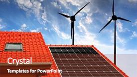  Presentation with wind solar - Slide set consisting of solar panel on the roof background and a tawny brown colored foreground