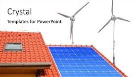  Presentation with solar panel - Presentation consisting of solar panel on the roof background and a white colored foreground