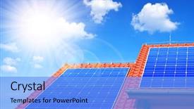  Presentation with solar panel - Slide deck enhanced with solar panel on the roof background and a light blue colored foreground