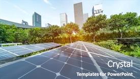  Presentation with solar panel - Colorful PPT layouts enhanced with solar panel plant with urban backdrop and a ocean colored foreground