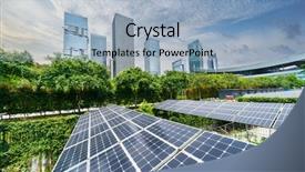  Presentation with energy solar - Beautiful PPT layouts featuring solar panel plant with urban backdrop and a light blue colored foreground