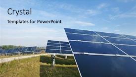  Presentation with free energy - Colorful theme enhanced with solar panel renewable eco energy backdrop and a  colored foreground