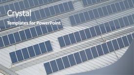  Presentation with solar system - Beautiful presentation design featuring solar panel system in city backdrop and a gray colored foreground