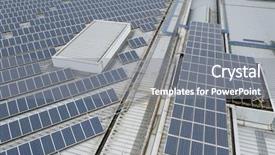  Presentation with solar system - Beautiful presentation design featuring solar panel system in city backdrop and a gray colored foreground