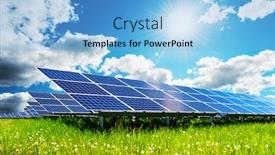  Presentation with energy solar - Beautiful slide set featuring solar-panel-under-blue-sky backdrop and a light blue colored foreground