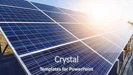  Presentation with solar panel - PPT theme consisting of solar panel with sunset background and a ocean colored foreground