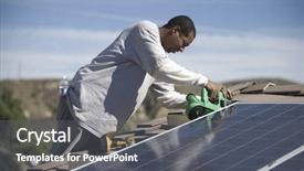  Presentation with solar - Slide set enhanced with solar panelling on rooftop background and a gray colored foreground