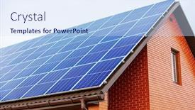  Presentation with deep blue - Cool new presentation theme with solar-panels-against-the-deep backdrop and a sky blue colored foreground