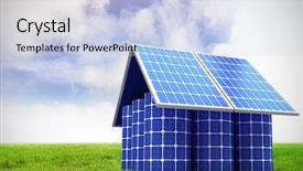  Presentation with fuel cell - PPT layouts with solar panels and cell background and a light blue colored foreground