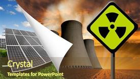  Presentation with solar power plant - Cool new slides with solar panels and nuclear power backdrop and a tawny brown colored foreground
