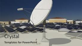  Presentation with solar satellite - Audience pleasing PPT theme consisting of solar panels and satellite dish backdrop and a  colored foreground
