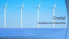  Presentation with wind solar - Theme having solar panels and wind turbines background and a light blue colored foreground