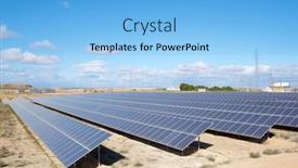  Presentation with solar panels - PPT theme consisting of solar-panels-for-electric-production background and a light blue colored foreground