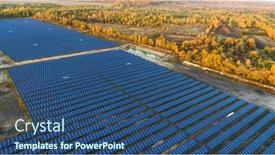  Presentation with solar panels - Cool new slide set with solar-panels-in-aerial-view backdrop and a ocean colored foreground
