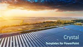  Presentation with solar panels - Presentation design enhanced with solar-panels-in-aerial-view background and a ocean colored foreground