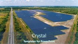 Presentation with solar panels - Amazing presentation theme having solar-panels-in-aerial-view backdrop and a ocean colored foreground