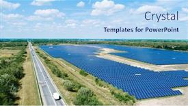  Presentation with solar panels - Presentation theme enhanced with solar-panels-in-aerial-view background and a light blue colored foreground