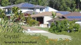  Presentation with residential solar - Slide set featuring solar panels in residential estate background and a gold colored foreground