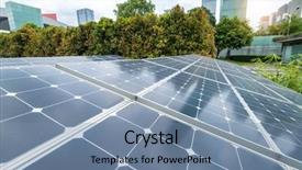  Presentation with solar park - Cool new slide deck with solar panels in the park backdrop and a seafoam green colored foreground