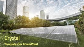  Presentation with solar park - Beautiful presentation theme featuring solar panels in the park backdrop and a tawny brown colored foreground