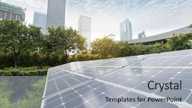  Presentation with solar park - PPT theme enhanced with solar panels in the park background and a light gray colored foreground