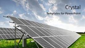  Presentation with solar panels - Slide set consisting of solar panels in the sunset background and a light blue colored foreground