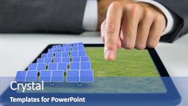  Presentation with solar panel - Presentation design featuring solar panels on grass background and a teal colored foreground