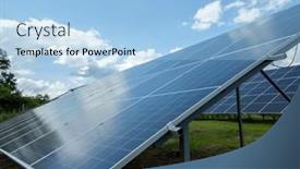  Presentation with alternative energy - Slide deck featuring solar-panels-on-metal-poles background and a light blue colored foreground