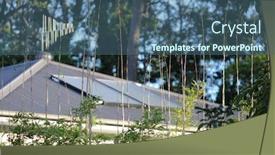  Presentation with residential solar - Amazing slide set having solar panels on roof in residential estate with soft focus background backdrop and a ocean colored foreground