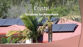  Presentation with residential solar - PPT theme having solar panels on roof in residential estate with soft focus background background and a tawny brown colored foreground