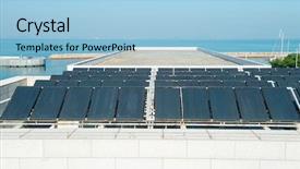  Presentation with water heat - Presentation design featuring solar panels on roof background and a light blue colored foreground