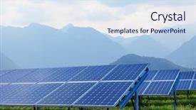 Presentation with solar panels - Theme having solar panels on summer landscape background and a sky blue colored foreground