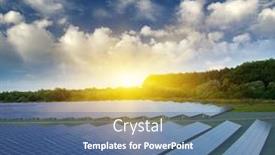  Presentation with solar panels - Beautiful theme featuring solar-panels-on-sun-green backdrop and a ocean colored foreground