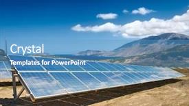  Presentation with solar panels - Presentation with solar panels on the hilly background and a teal colored foreground